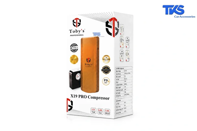 جامپ استارتر خودرو Toby’s X19 Pro Compressor | پاوربانک و کمپرسور باد خودرو