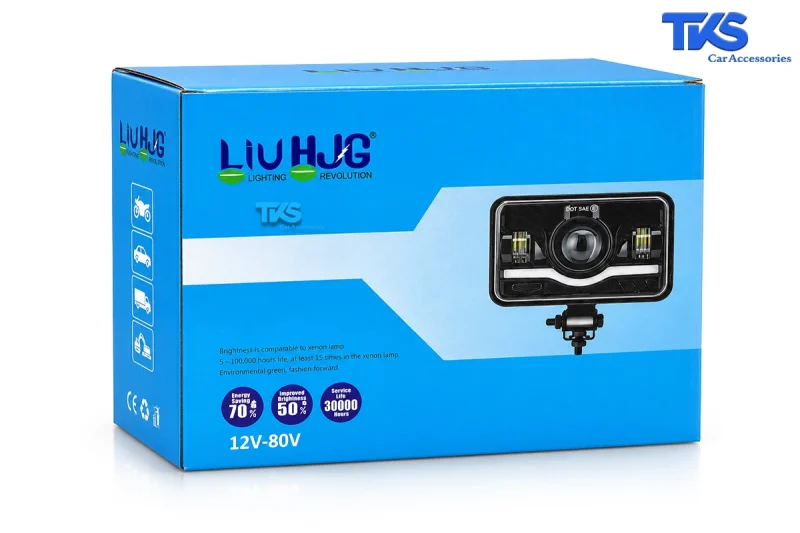 چراغ جلو LED مستطیلی 7 اینچ LIUHJG کد 19-نمای جعبه بسته بندی