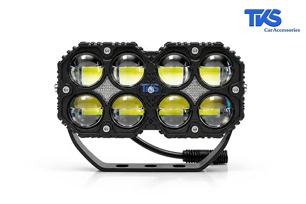 LED Spot Light 8 lenses no 195 - 20 پروژکتور آفرودی کد 195، 8 لنز LED دو رنگ با دیلایت سفید، فلاشر نارنجی - نمای روبرو