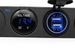 پنل پورت USB و فندکی خودرو کد TK34 - نمای ولت سنج و پورت