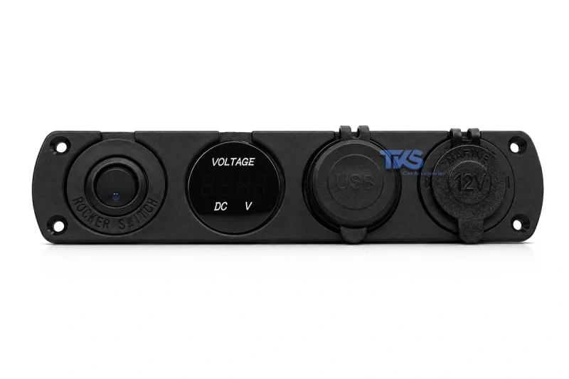 پنل پورت USB و فندکی خودرو کد TK34 - نمای روبرو