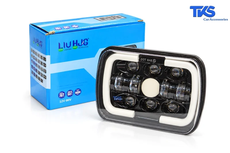 چراغ جلو LED مستطیلی 7 اینچ - نمای جعبه و چراغ